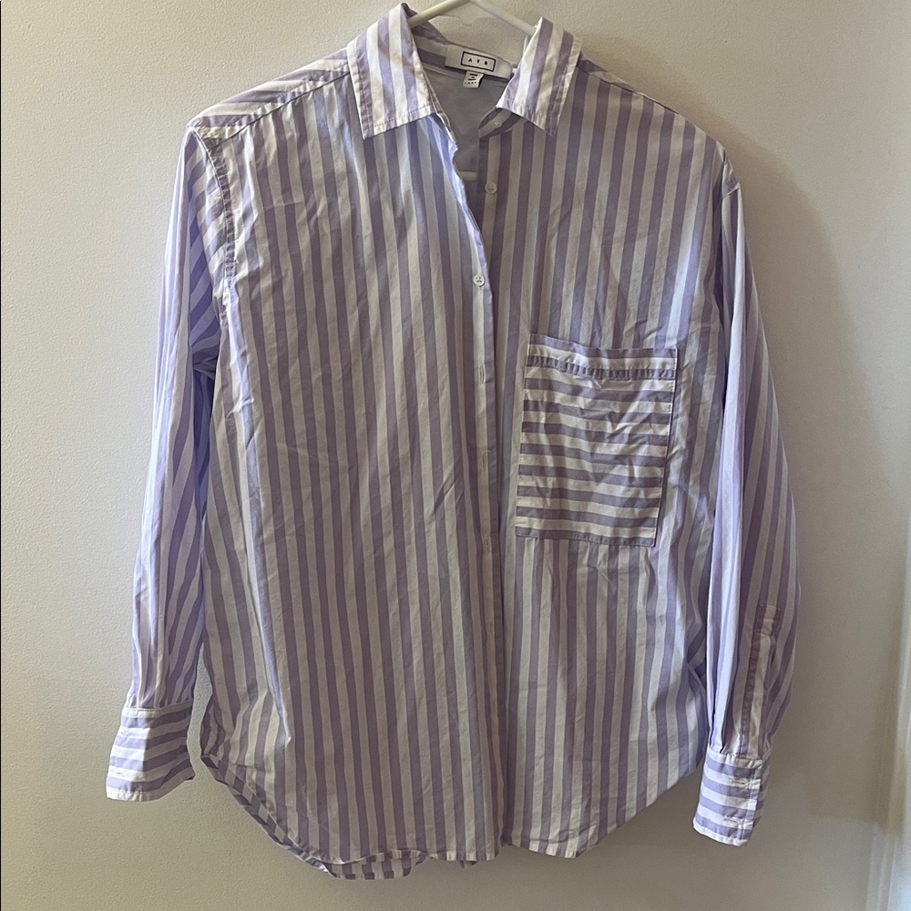 AYR The Deep End shirt in lavender stripe, XS